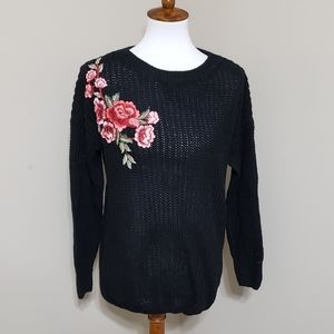 Floral applique sweater